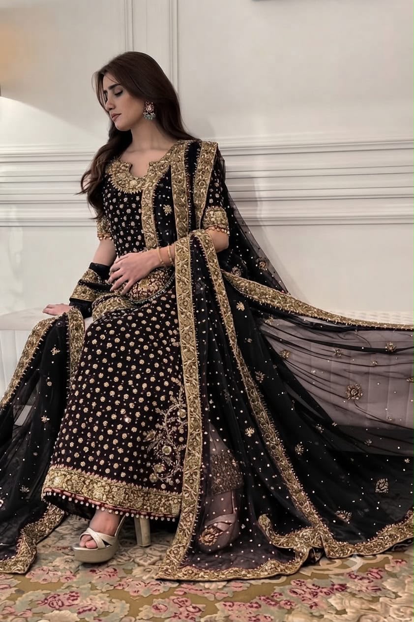 Haris Shakeel - Embroidered Chiffon 3 Piece – Luxury Chiffon Party Wear-AN0094B