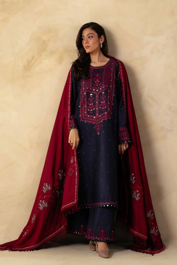 Unstitched Embroidered Winter 3Pc Suit