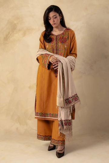 Unstitched Embroidered Winter 3Pc Suit