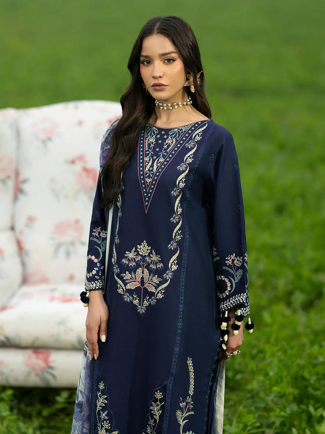 Unstitched Embroidered Lawn 3Pc Suit