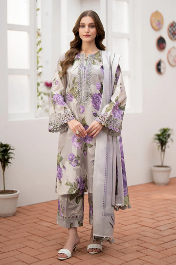 Unstitched Digital Printed Lawn 3Pc Suit