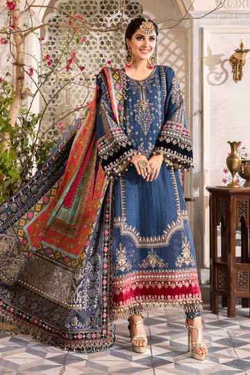 Maria B - Embroidered Chiffon 3 Piece Suit – Luxury Chiffon Party Wear-AN054