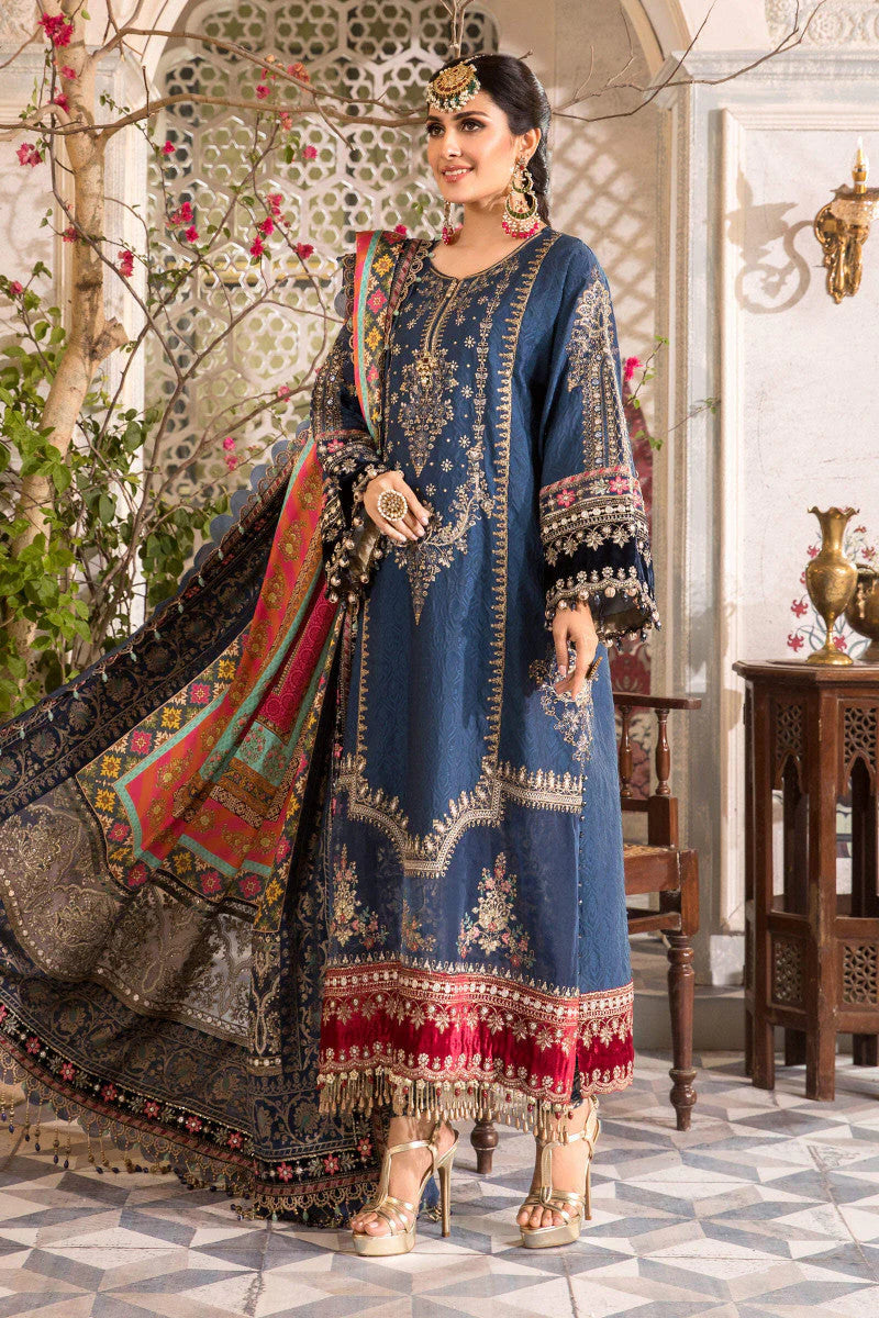 Maria B - Embroidered Chiffon 3 Piece Suit – Luxury Chiffon Party Wear-AN054