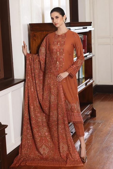 Unstitched Embroidered Winter 3Pc Suit