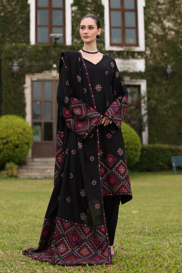 Bareeze - Heavy Embroidered Dhanak 3 Piece – Luxury Winter Wear 1034