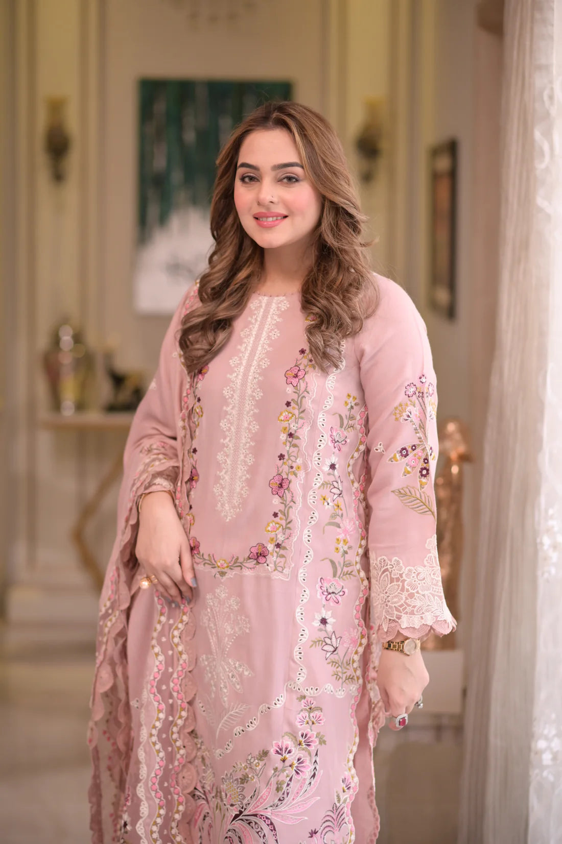 Unstitched Embroidered Lawn 3Pc Suit