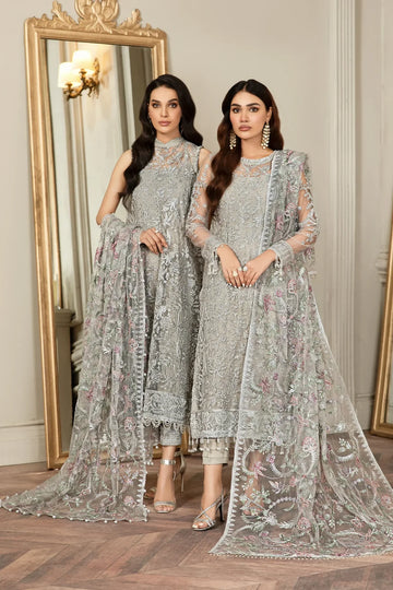 Zarif - Embroidered Net 3 Piece Suit – Luxury Party Wear-AN0085