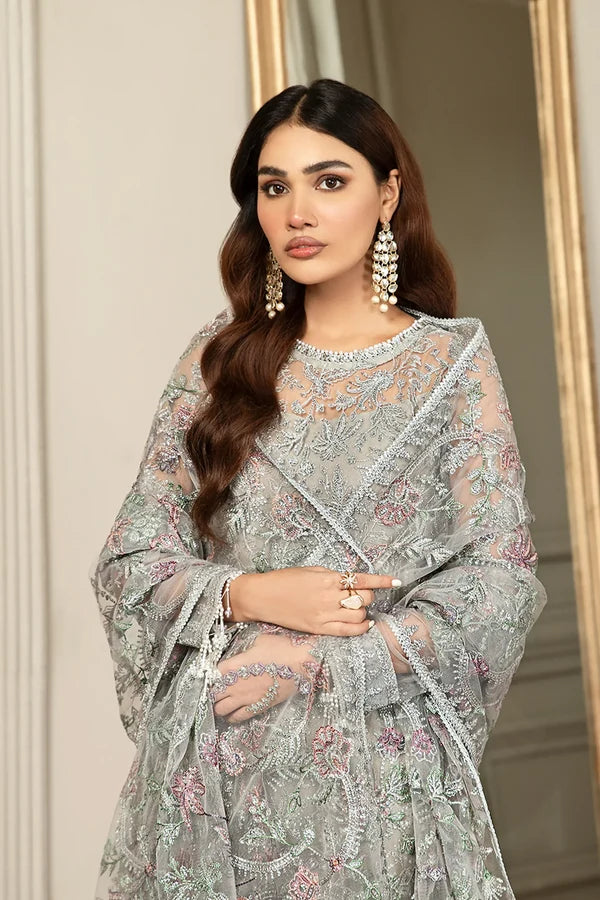 Zarif - Embroidered Net 3 Piece Suit – Luxury Party Wear-AN0085