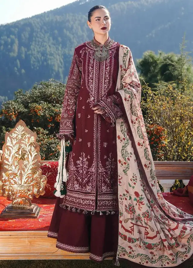 Unstitched Embroidered Lawn 3Pc Suit
