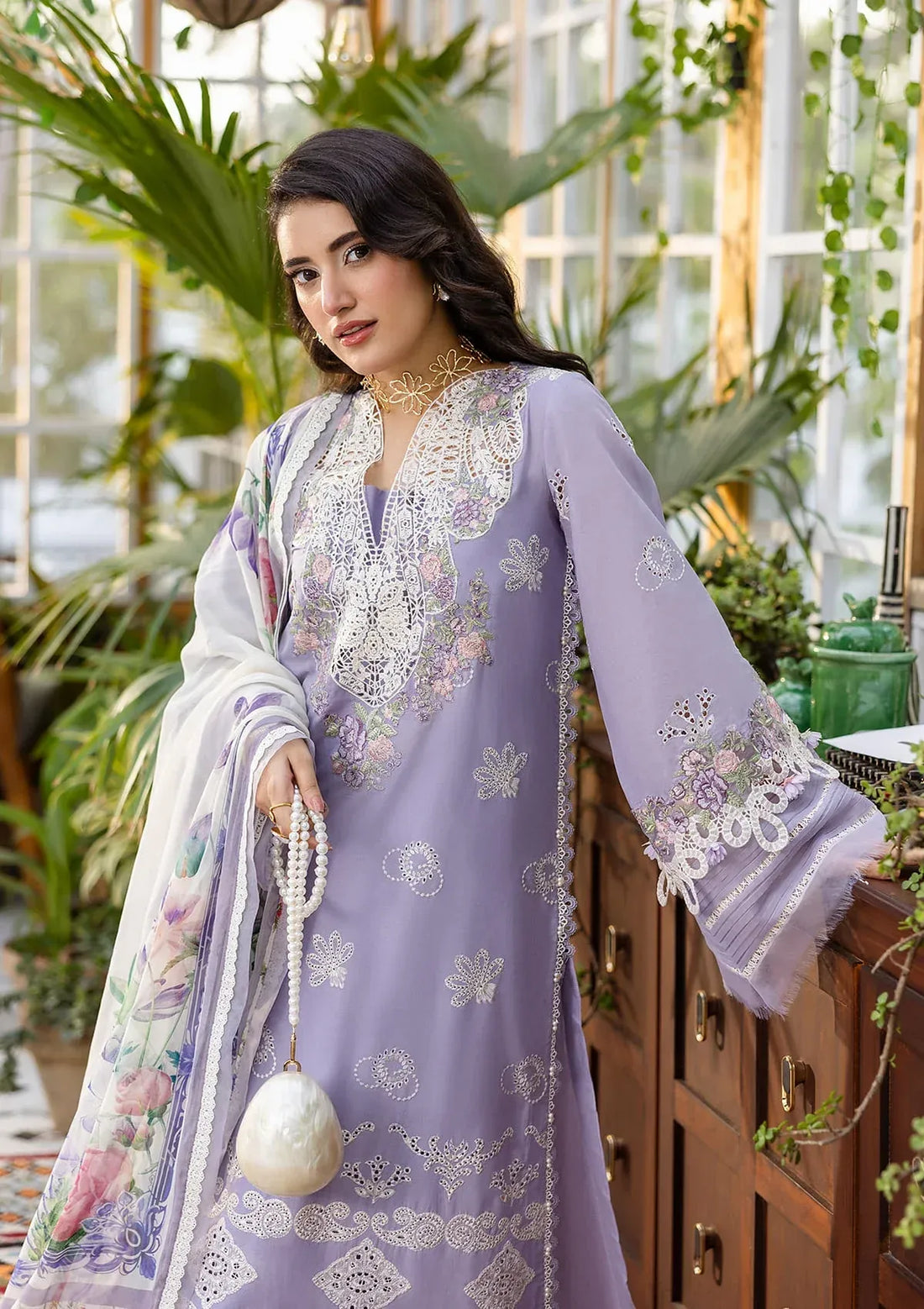 Unstitched Embroidered Lawn 3Pc Suit
