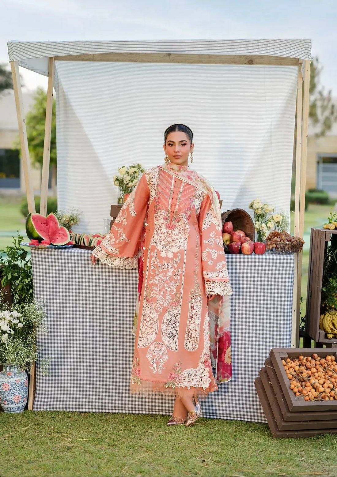 Unstitched Embroidered Lawn 3Pc Suit