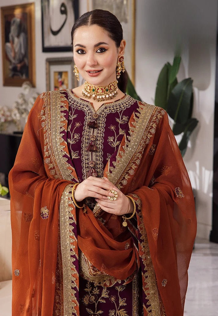 Asim Jofa - Embroidered Chiffon 3 Piece Suit – Luxury Chiffon Party Wear-AN0080