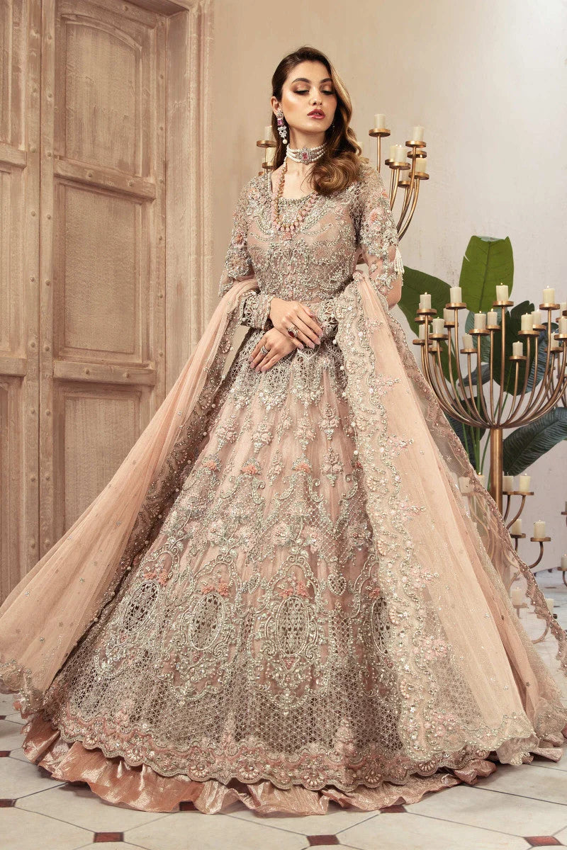 Maria B - Embroidered Net 3 Piece Frock – Luxury Party Wear-AN0086