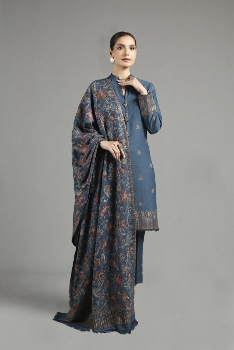 Unstitched Embroidered Winter 3Pc Suit