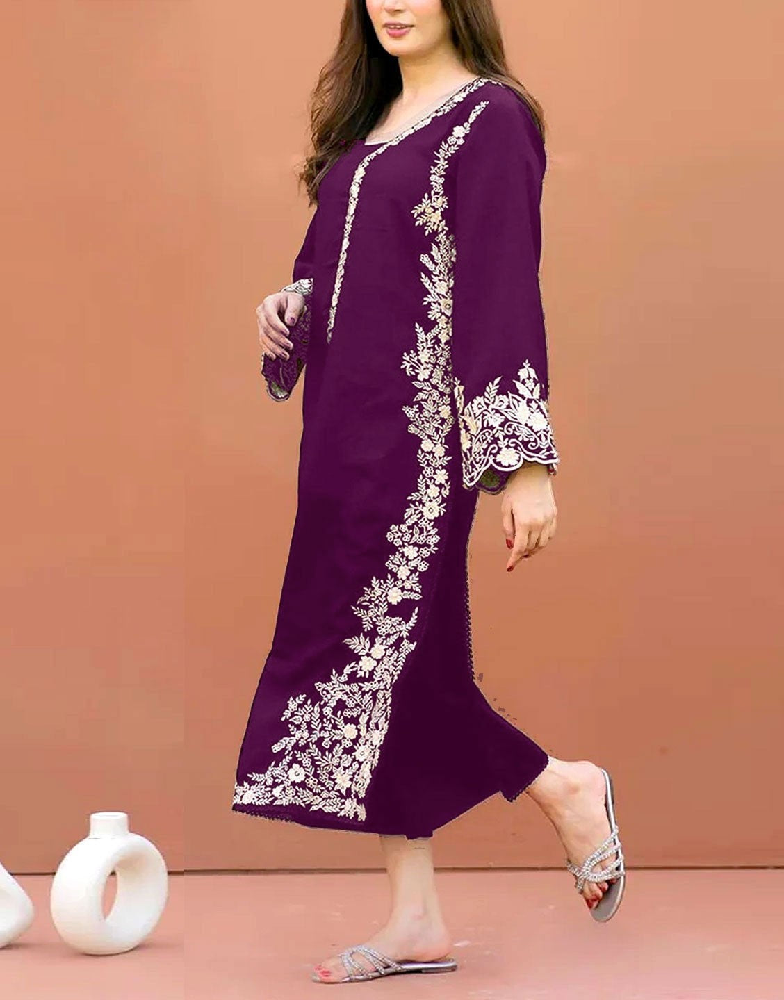 Unstitched Embroidered Lawn 2Pc Suit