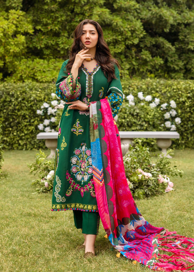 Unstitched Embroidered Lawn 3Pc Suit