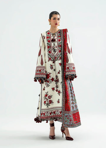 Hussain Rehar - Heavy Embroidered Dhanak 3 Piece – Luxury Winter Wear 1019