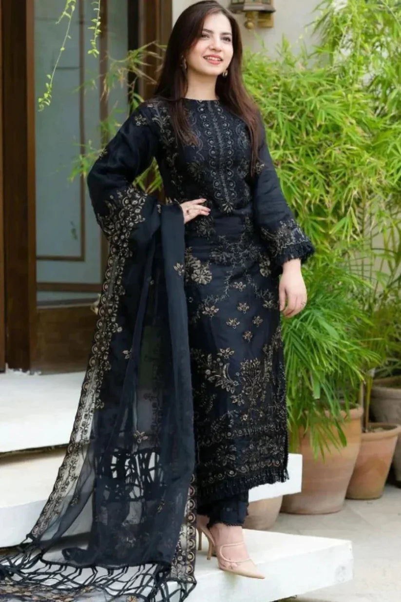 Unstitched Embroidered Lawn 3Pc Suit